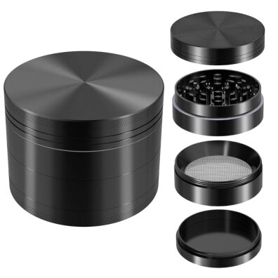METALOWY 4-CZĘŚCIOWY MŁYNEK KRUSZARKA DO PRZYPRAW KITCHENBOSS G7318 CZARNY