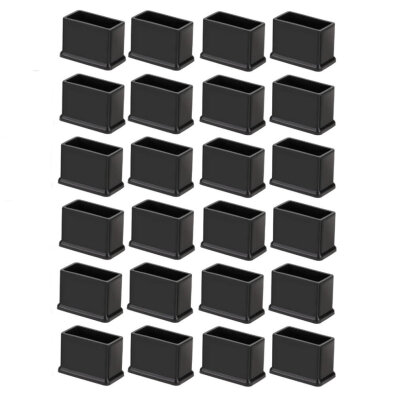 ZESTAW 24 SZTUK PROSTOKĄTNYCH CZARNYCH NAKŁADEK NA NOGI KRZESŁA 15 x 30 MM