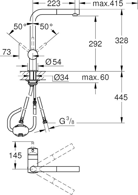 BATERIA ZLEWOZMYWAKOWA KUCHENNA JEDNOUCHWYTOWA GROHE MINTA DN 15 (2)