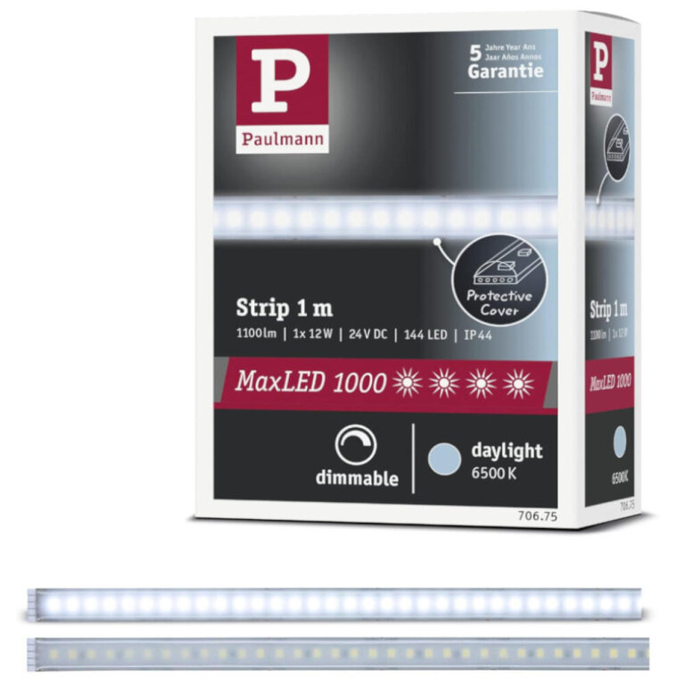 PRZEDŁUŻENIE TAŚMY LED POWLEKANE 1M PAULMANN 1100LM 6500K 12W  (1)